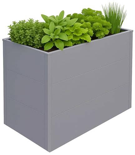 Mendler Hochbeet HWC-P64 77x100x50cm Stahl - grau | Metallhochbeet, Gemüse-/Pflanzbeet, Blumenkasten, Pflanzkübel, Garten