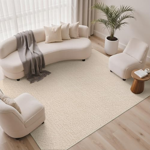 BEIMO Beige Wohnzimmer Teppich, Waschbar & rutschfest, 160x230 cm | Weiche 3D-Optik im modernen Boho-Stil sorgt für mehr Wohnkomfort in Schlafzimmer, Wohnzimmer oder Flur