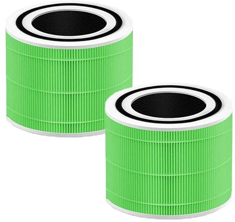 2 Pack Mold & Bacteria HEPA Filters for LEVOIT Core 300 / 300S Air Purifier | 3-in-1 HEPA Activated carbon Filter, Replacement Parts Core 300-RF-MB, Green