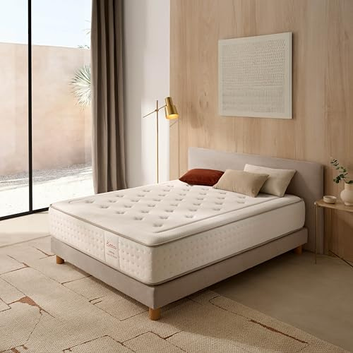Colchón de muelles ensacados 150x190 cm Tardi - Altura +/- 30 cm - Firmeza Media/Alta - Tecnología híbrida con Espuma viscoelástica - Acogida progresiva y adaptabilidad única - 100% Transpirable