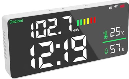 Odorkle Fonometro Schermo LED di Grandi Dimensioni da 11 Pollici Tester di Decibel 4 in 1 con connettività WiFi e APP per Casa Studio Fabbrica Ufficio Aula