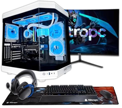 NitroPC - Pack Boost | PC Gaming Completo (Intel Core Ultra 7 270K+, RTX 5080 16GB, RAM 32GB RGB, M2 2TB, W11 Pro, RGB | WiFi, Monitor 27, Teclado, ratón, Cascos)