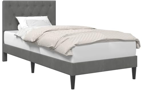 vidaXL Bettrahmen mit Kopfteil Dunkelgrau 80 x 200 cm Samt, Modernes Schlafzimmer, schicke Samt-Bettgestell, rechteckiges Design, Elegante Bettwäsche, praktischer Stil
