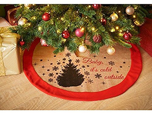 Luxury Jute Christmas Tree Skirt Xmas Decoration - Baby Its Cold Outside
