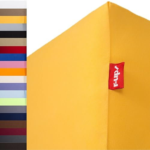 r-up Passt Spannbettlaken Doppelpack 90x200-100x200 bis 35cm Höhe viele Farben 100% Baumwolle 130g/m² Oeko-TEX stressfrei auch für hohe Matratzen (Sonnengelb)