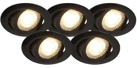 Qazqa mio - LED Dimmable Spot encastrable variateur inclus - 5 pièces - L 0 mm - Noir - Moderne - éclairage intérieur - Salon I Chambre I Cuisine I Salle à manger