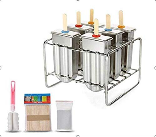 Regun Popsicle, Polo Molde de Acero Inoxidable Paleta de moldes de Helado Molde con Soporte de Acero Inoxidable palillo