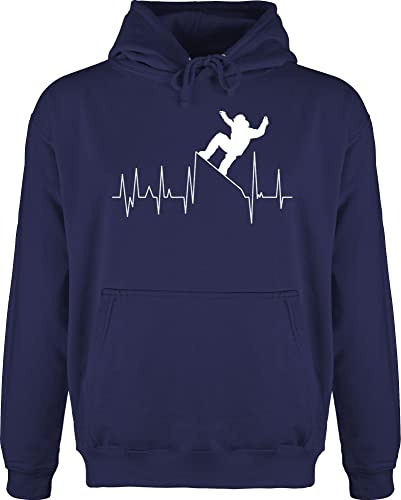 Shirtracer - Hoodie Herren Pullover Männer - Skiurlaub Apres Ski - Snowboarding Herzschlag - weiß