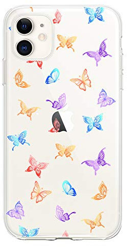 fangke Compatible with iPhone 11 Case,Clear Cute Butterfly Design Flexible Bumper TPU Soft Rubber Silicone Girly&Boys Case Cover for iPhone 11 -Butterfly colorful S