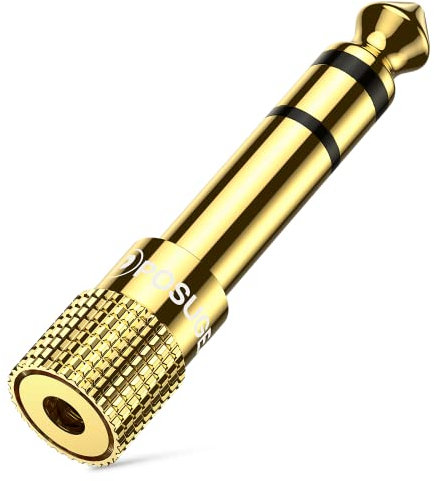 POSUGEAR Headphone Jack Adapter, Gold Plated Headphone Adapter 6.35mm (1/4 inch) Male to 3.5mm (1/8 inch) Female Audio Plug, Aux Jack Converter for Electric Keyboard, Speaker