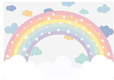 Fototapete Kinderzimmer Regenbogen Sterne Mädchen Jungen Wandtapete Vlies Tapete Latexdruck UV-Beständig Geruchsfrei Hohe Auflösung Montagefertig (13932, V8 (368x254 cm) 4 Bahnen)