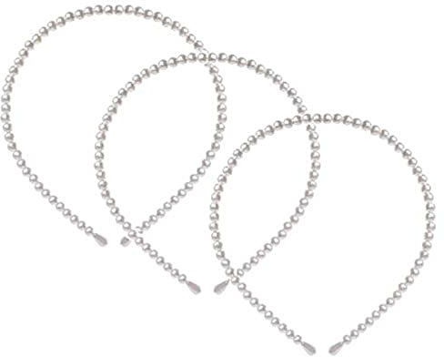 3Pcs Simple Design Imitation Pearl Headband Lady Full Pearl Bead Fashion Stylish Headband Wedding Party Bridal Hair Hoop for Women Girls Kids