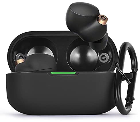 AIRSPO Case Compatible with Sony WF-1000XM4 Silicone Protective Skin Case Cover for Sony Wireless Earbuds (Black)