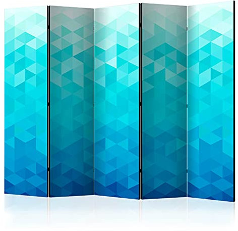 murando Raumteiler Foto Paravent Abstrakt 225x172 cm beidseitig auf Vlies-Leinwand Bedruckt Trennwand Spanische Wand Sichtschutz Raumtrenner Design geometrische Muster blau Dreieck f-C-0386-z-c