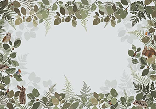 papier peint panoramique animaux de la forêt vert et marron 400 x 279 cm - ESTAhome