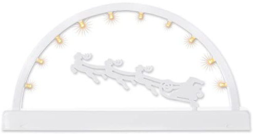 Nipach GmbH Lichterbogen Metall Schwibbogen 10 LED warm weiß Batterie Timer Weihnachten Leuchtbogen Rundbogen Weihnachtsbeleuchtung Weihnachtsdeko Timer