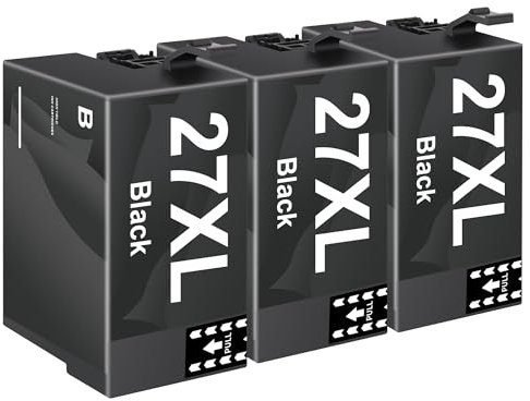27XL 3 Schwarz Tintenpatrone Kompatibel für Epson 27 XL für Workforce WF-3620 WF-7720 WF-7610 WF-3640 WF-7620 WF-7715 WF-7210 WF-7110 WF-7710