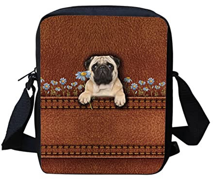 Kuiaobaty Umhängetasche für Damen, kleine Kuriertasche für Mädchen, Teenager, Handytasche, Damen, mit Riemen, Schultertasche, Mops