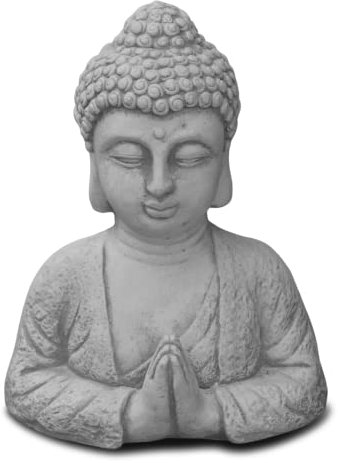 gartendekoparadies.de Buddha Büste mit Namaste Geste, Steinfigur, H. 30 cm, 7 kg, Grau, frostsicher aus Steinguss für Außenbereich