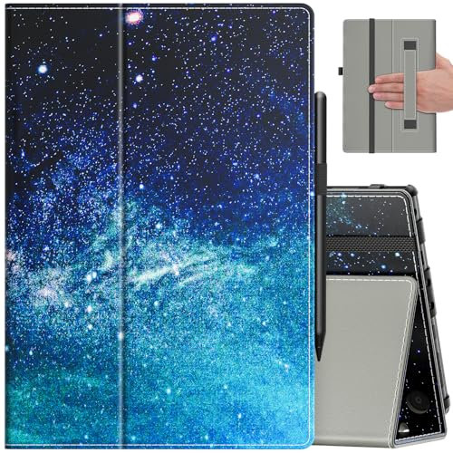 VORI Custodia per tablet Amazon Fire HD 10 (11a generazione 2021) e Fire HD 10 Plus, sottile pieghevole con supporto automatico sveglia/sonno e cinturino da polso per Fire 10,1 pollici, Galaxy