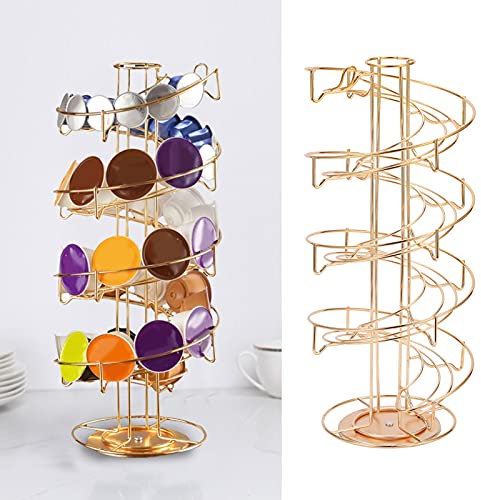Kapselhalter für/Nespresso/CAFFITALY Kapseln, Drehbare Halterung für Kaffeekapseln für 40 Kapseln, Kapselhalterspender für Kaffeemaschinen(Gold)