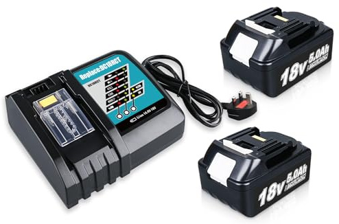 2 Pack 5.0Ah Replacement for makita 18V Batteries BL1850 BL1860 LXT-400 + DC18RC 3A Fast Charger for 14.4V 18V Li-ion Battery BL1815 BL1830 BL1850 BL1430