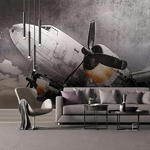 YXTSmurals Jahrgang Graffiti Flugzeug Fototapete 3D Effekt 3D Panorama Wandbild Selbstklebende Wandtapete Wohnzimmer Kinderzimmer Wanddeko Tapete Art Poster Tv Hintergrund Wandbilder