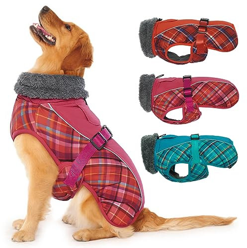IECOii Hundemantel Winter,Warme Fleece Rollkragen Hundejacke,Wasserdicht Winterjacken Wintermäntel für Hunde,Reflektierend Verstellbar Kaltes Wetter Hundekleidung für Kleine Mittelgroße Grosse Hunde