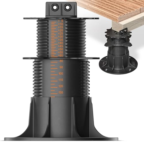 100x LANGFIT® Stelzlager XL für Terrassendielen – Bis 50% schneller montiert – Mit Maßskala – Stufenlos höhenverstellbar von 75-195mm – Für Unterkonstruktionen aus Holz, WPC, Alu – Made in Germany