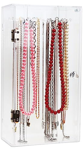 Organizer Trasparente per Collane, Collane Lunghe, Bracciali con Ciondoli, Vetrina per Collane, Orecchini, Piccoli Gioielli (Porta collane Quadrato)