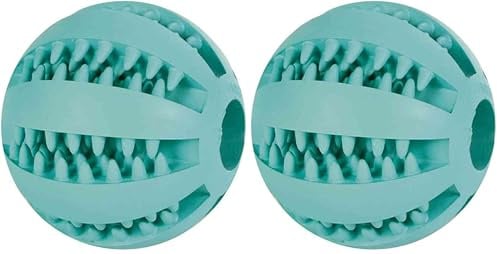 Trixie Baseball Menthe Denta Fun, Caoutchouc Naturel, ø 7 cm pour Chien -Masse Les gencives,Races Moyenne (Lot de 2)