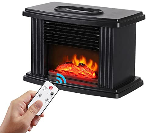 Stufa ad Alta efficienza energetica, Mini Stufa elettrica per caminetto, Stufa da Tavolo Portatile da Interni Indipendente da 1000 W con Telecomando, Decorazione Effetto Fiamma per
