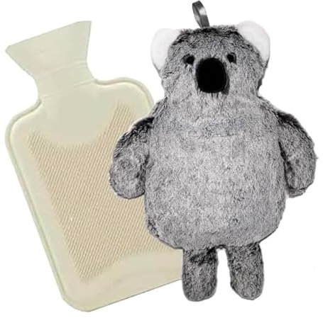 Marco Paul Koala Hot Water Bottle with Fluffy Cover - Mini Animal Kids Hot Water Bottles for Pain Relief and Novelty