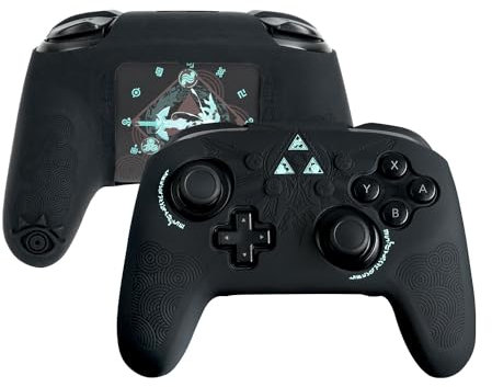 YOCORE SLZJ Coque de protection antidérapante en silicone, avec 2 capuchons pour les pouces et 1 autocollant, adorable protection en caoutchouc souple pour manette Nintendo Switch Pro