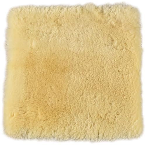 Kuhfelle Online & Nomad Lammfell Sitzauflage Stuhlkissen aus echtem medizinisches Lammfell Natur 37 x 37 cm Schaffell Auflage (Gelb)