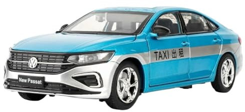 CUTSUGOK maßstabsgetreues Auto 1:24 für Volkswagen Passat Taxi Hohe Simulation Metall Legierung Modell Auto Sound Licht Zurückziehen Auto Modell Modellfahrzeug zum Sammeln(A)