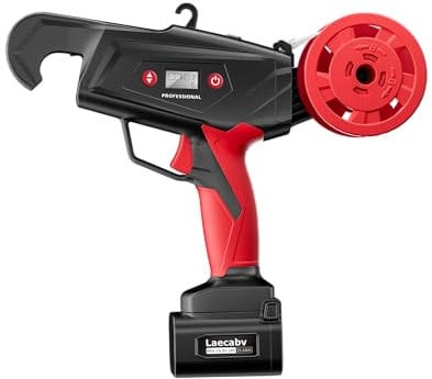 Laecabv Bindegerät für Weinberge, batteriebetrieben, 6 Wickelstufen, elektrische Bindemaschine mit 2 x 2 Ah Lithium-Akku, Vine