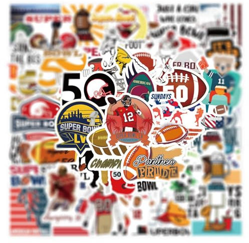 American Football-Aufkleber, für Laptop, Auto, Sammelalbum, Telefon, Skateboard, Koffer, Gepäck, Fahrrad, Super-Schüssel-Aufkleber, Vinyl, wasserdicht, ästhetisch, personalisierbar, für Teenager,