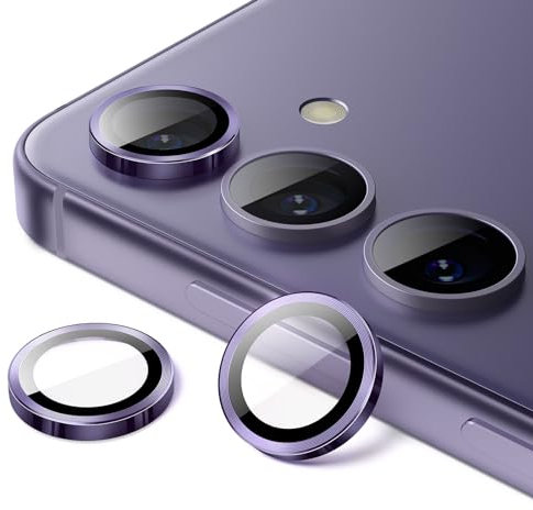 JETech Camera Lens Protector for Samsung Galaxy S24, 9H Tempered Glass Metal Individual Ring Cover, Easy Installation Tray, HD Clear, 1 Set (Cobalt Violet)