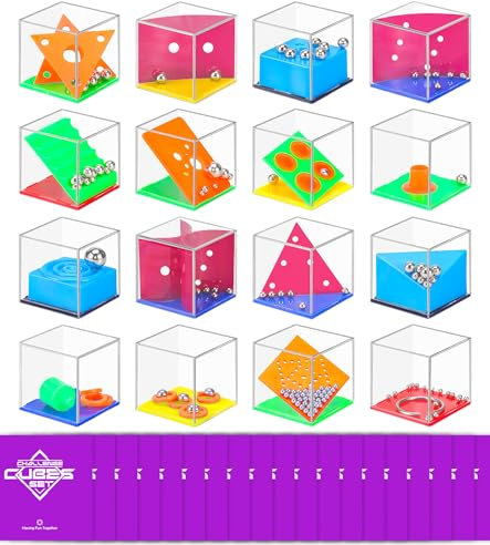 Gontence 16 Stück Geduldspiele für Kinder mit 16 lila Beutel - Knobelspiel | Mini Spiele für Kinder & Erwachsene | Mitgebsel Kindergeburtstag Gastgeschenke | Spielzeug Geschenke Pinata Füllung