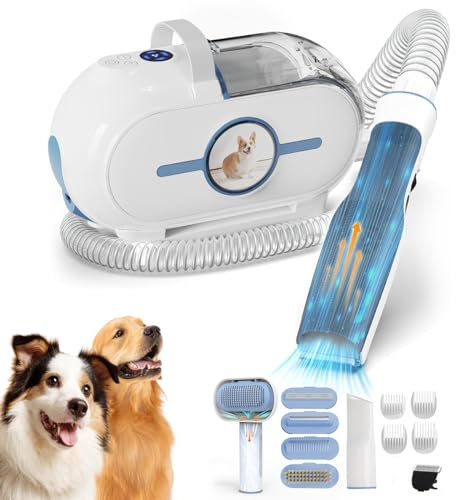 OBEEGOO Aspirateur pour chien pour poils morts, kit de toilettage pour chien de 2,0 l, kit d'outils de nettoyage pour animaux de compagnie avec