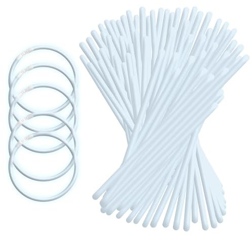 UV FLOOR UVFLOOR Set di 100 braccialetti fluorescenti + 100 connettori – qualità premium, Taglia unica, Plastica, Nessuna pietra preziosa