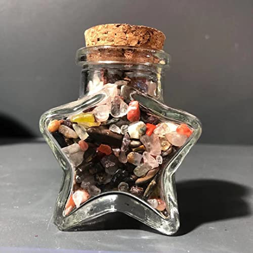 Cristaux et pierres naturels Quartz rose naturel Améthyste Gravier Étoile à cinq branches Bouteille en verre Cristaux Copeaux de roche Décoration de chambre Cadeau for la décoration Collections de la