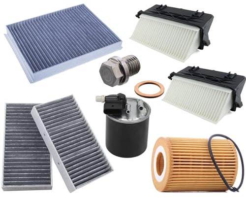 Filterset Inspektionspaket für MERCEDES GLE GLS ML GL | 350d OM642 258PS | W166 X166 C292 | Ölfilter | Ablassschraube | Luftfilter | Kraftstofffilter | Innenraumfilter | Staubfilter | Aktivkohle