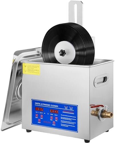 PPGE Home Ultrasonic Vinyl Record Cleaner,6L Stainless Steel Record Cleaner,Commercial Ultrasonic Cleaner,Adjustable Temperature,Portable Digital Control Ultrasonic Cleaner