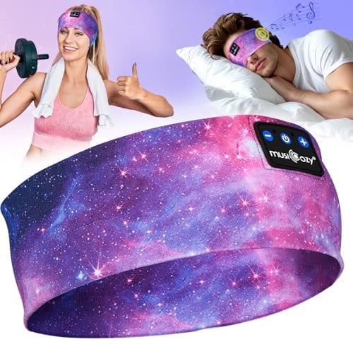 MUSICOZY Sleep Headphones Headband Bluetooth Soft Headphones for Sleeping & Sport with Thin Speakers,Wireless Music Earphones Tech Gifts for Men Women Teens