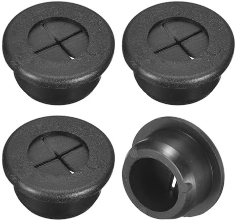 QUARKZMAN 4 Piezas Pasacables de Goma 13/16 (20mm) Pasacables de Escritorio Flexibles Cubierta de Agujero de Cable para Organizador de Cables de Computadora de Oficina Negro
