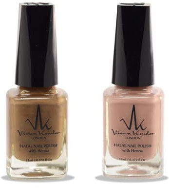 (2Pcs Set) Henna Infused Halal Nail Polish Water Permeable Nail Polish Wudhu friendly and Vegan Long lasting Shiny Nail polish (Dusty Pink, Cairo)