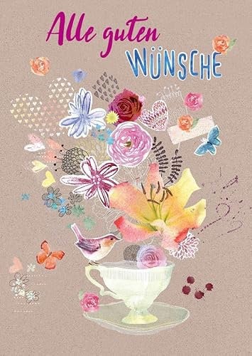 Postkarte Spruch Illustration Tasse Alle Guten Wünsche