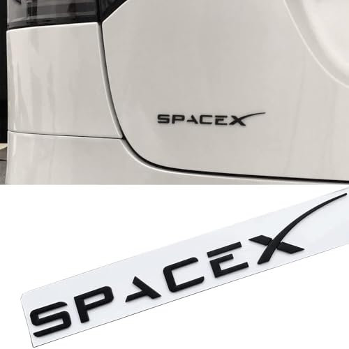 XYHAOAI 3D erhabenes Logo Heckklappeneinsatz Buchstaben hinten Embleme kompatibel für Tesla Model 3/S/X/Y, 3M Selbstklebende Rückseite,Matt Black,SpaceX